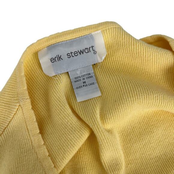 Vintage Y2K Erik Stewart Cardigan Canary Yellow Button Front Medium - Picture 4 of 4
